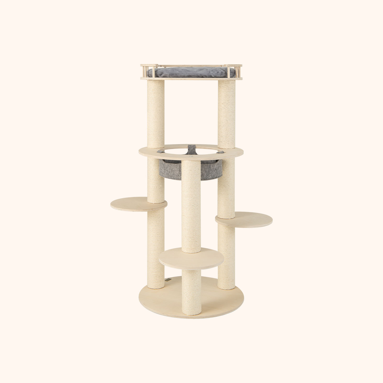 Furfurst 5-level Wooden Cat Tree Modern Cat Tower with Padded Perch