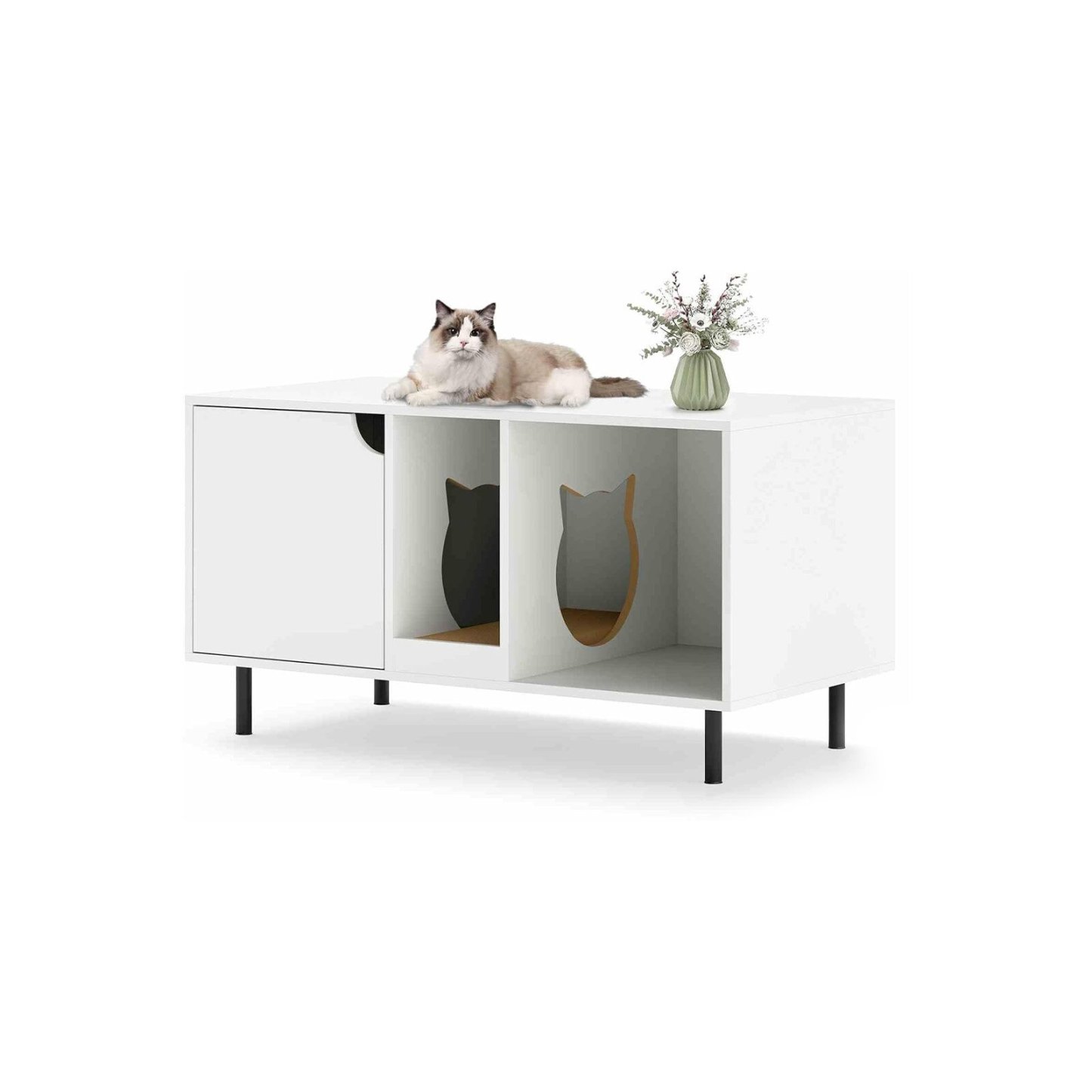 Furfurst Cat Litter Box Enclosure with Storage and Removable Scratching Board