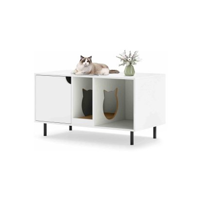 Furfurst Cat Litter Box Enclosure with Storage and Removable Scratching Board