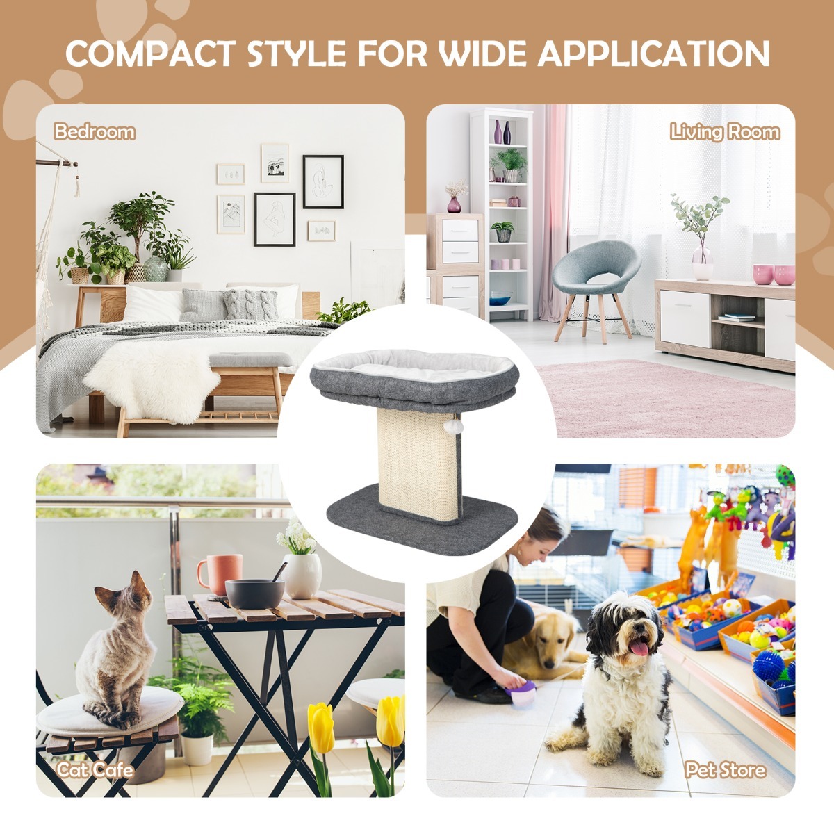 Furfurst Modern Cat Tree Tower for Kittens with Large Plush Perch for Indoor