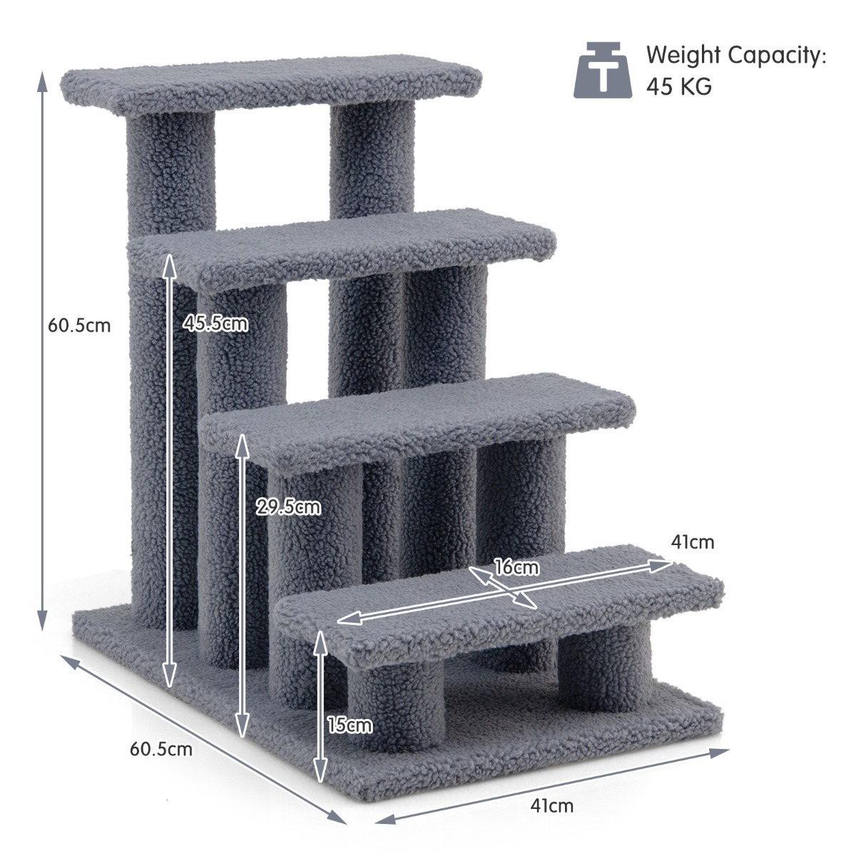 4-Step Pet Stairs with Portable Design for Cats and Dogs-FURFURST