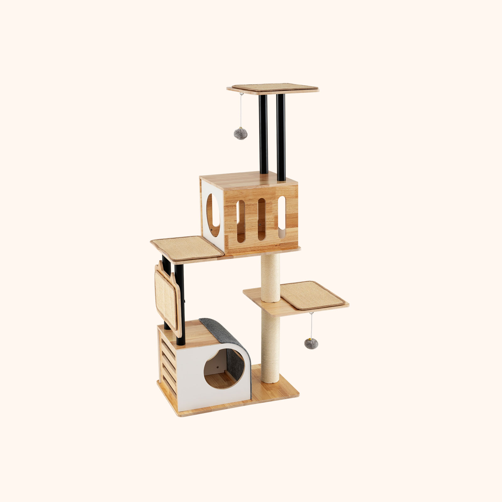 Furfurst Modern Tall Cat Tower with Double Condos and Jumping Platforms