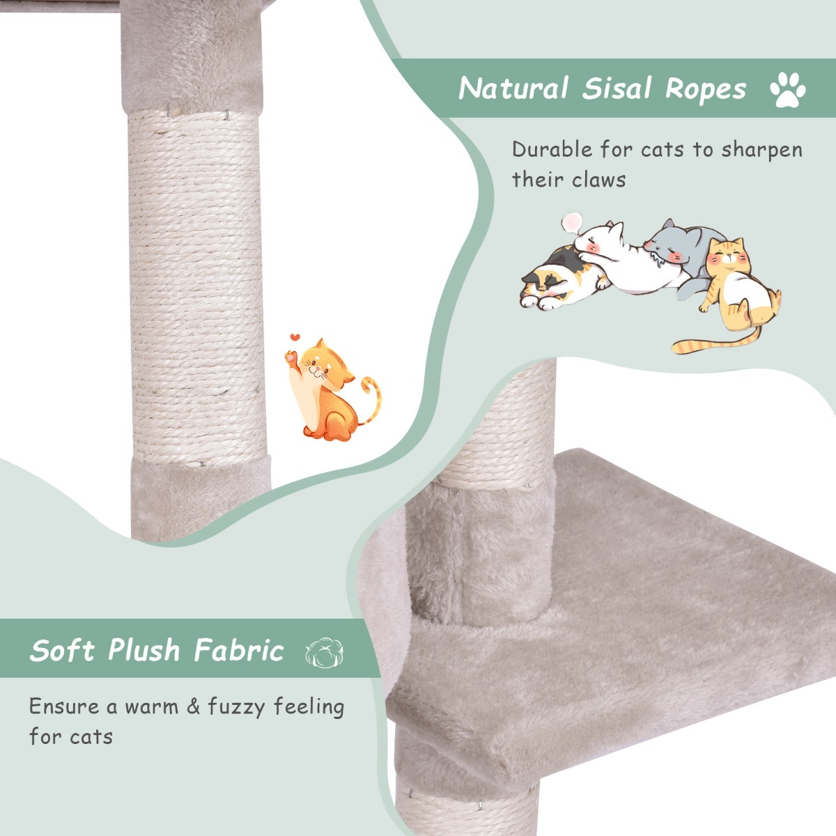 140 CM Cat Tree Kitten Tower with Scratching Post and Ladder