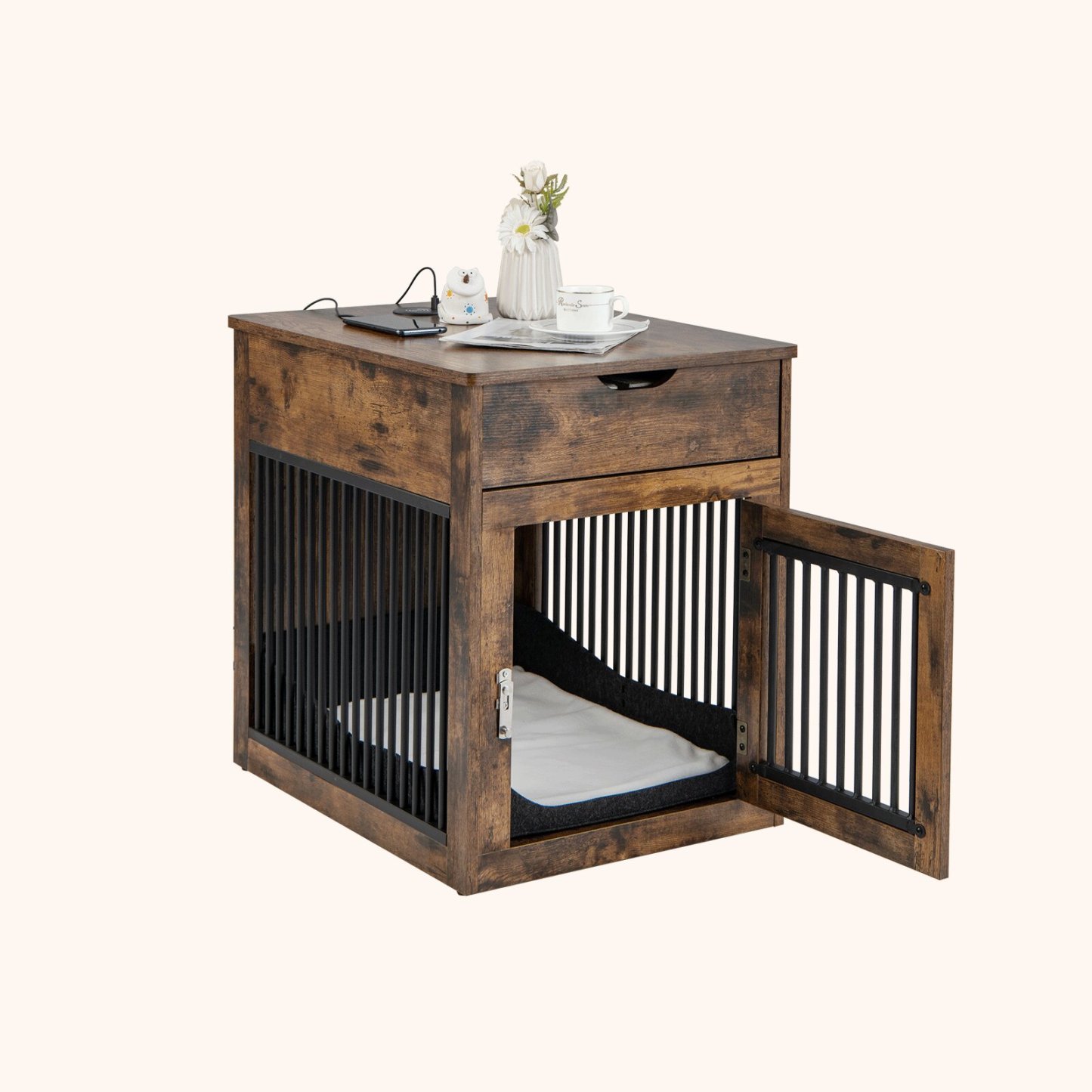 Furfurst 2-In-1 Furniture Dog Crate with Drawer