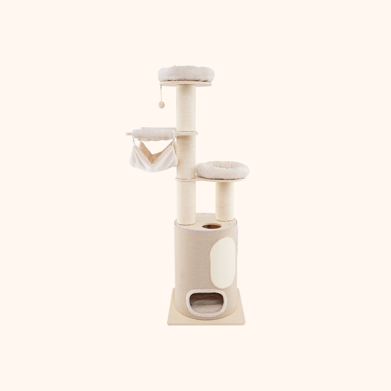 Furfurst 187cm Tall Wooden Cat Tower Tree with Sisal and Washable Cushions