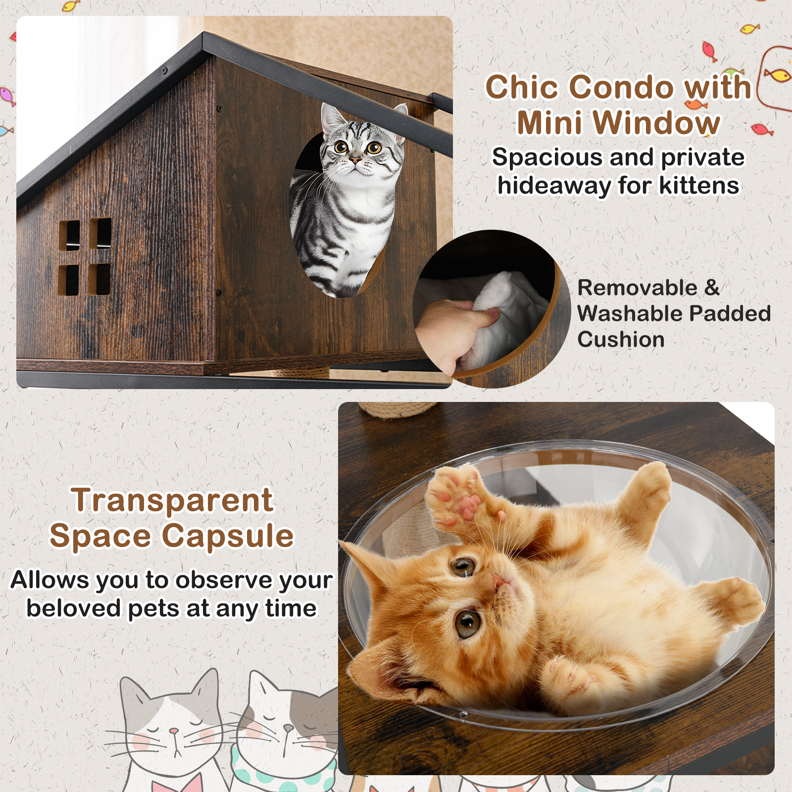 Furfurst Industrial Cat Tower with Hidden Washroom & Litter Box Enclosure
