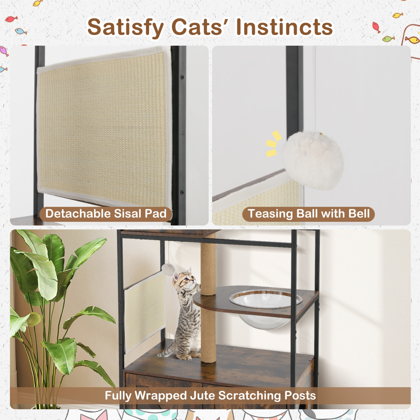 Furfurst Industrial Cat Tower with Hidden Washroom & Litter Box Enclosure
