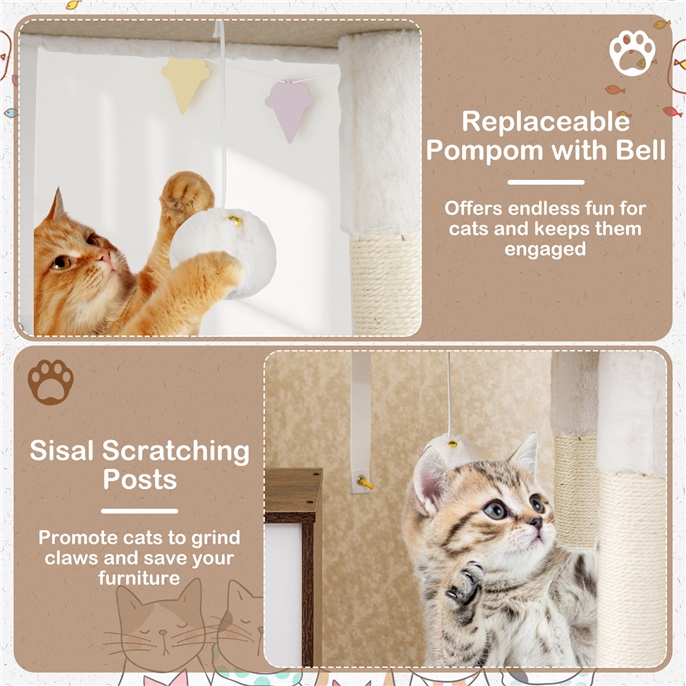 Furfurst Cat Tree with Litter Box Enclosure Hidden Washroom