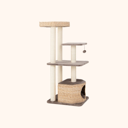 Furfurst 131cm Cattail Cat Tower with Sisal Scratching Posts Perch Condo Dangling Ball