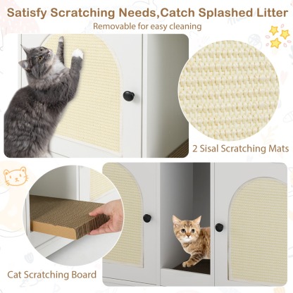 Furfurst Cat Litter Box Enclosure with Storage and Double Rooms for 2 Cats