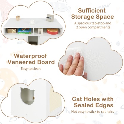 Furfurst Cat Litter Box Enclosure with Storage and Double Rooms for 2 Cats