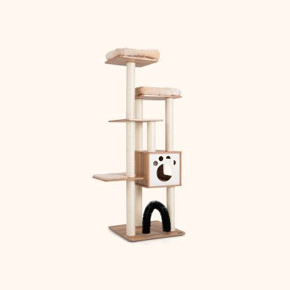 Furfurst Multi-Level Tall Modern Cat Tree with 2 Top Plush Perches