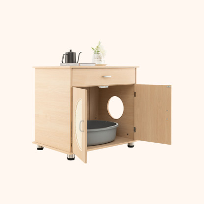Furfurst Cat Litter Box Enclosure with Sisal Scratching Doors