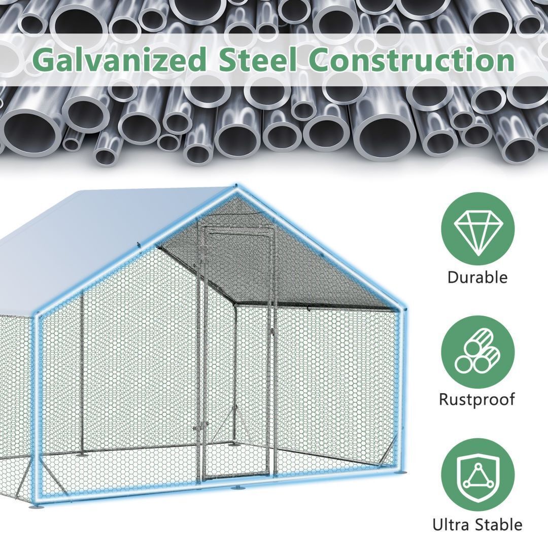 Large Spire-Shaped Chicken Coop with Waterproof and Sun-protective Cover for Backyard/Farm