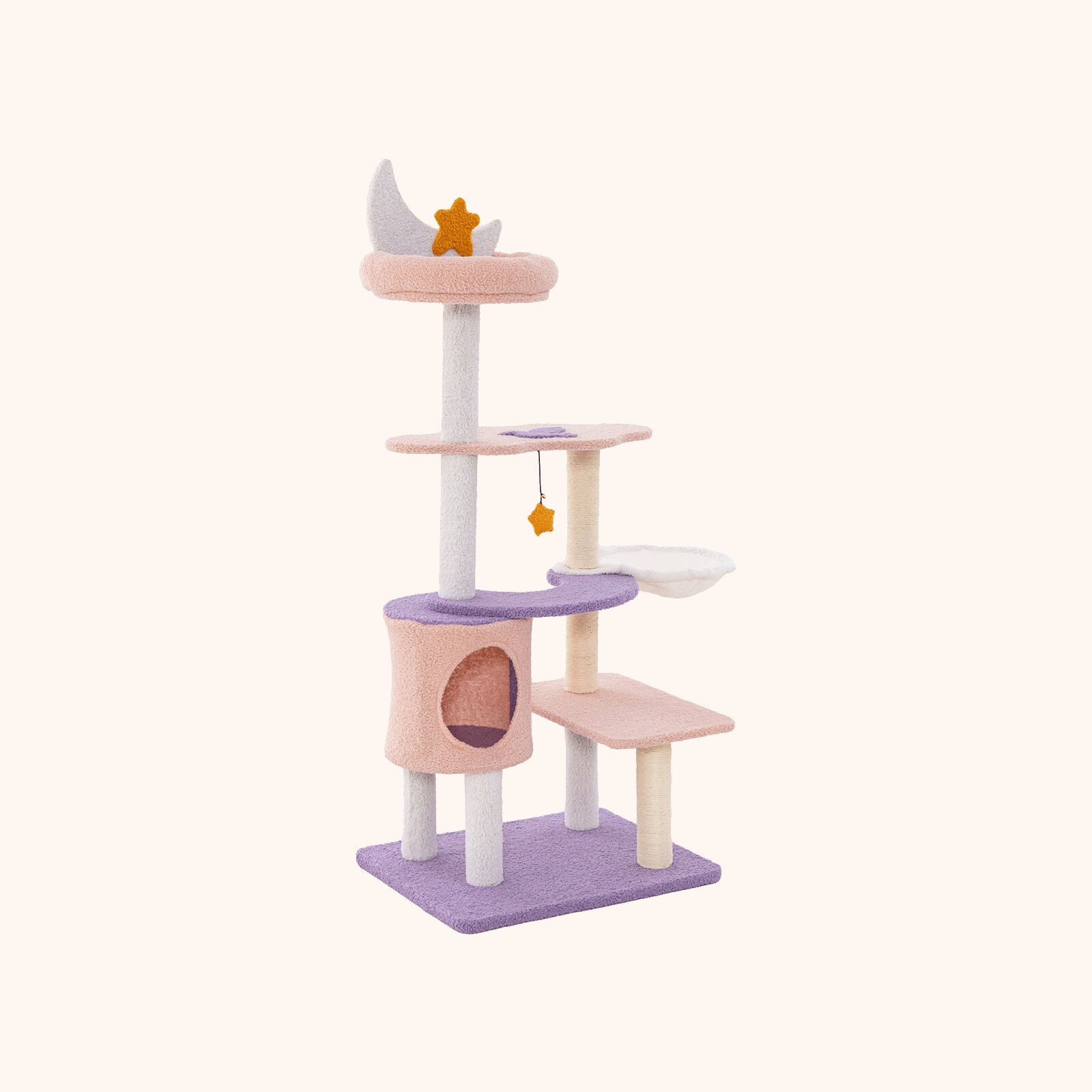 Furfurst Multi-level Cute Cat Tree with Sisal Covered Scratching Posts and Condo