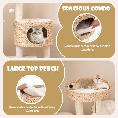 Cat Tree with Hanging Basket and Ladder for Indoor Cats