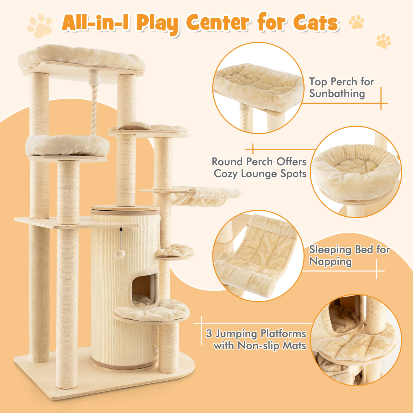 Furfurst Multi-Level Cat Tree with 3-story Cat Condo