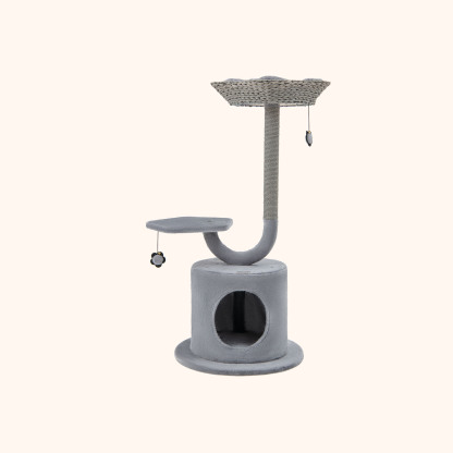 Furfurst 106 CM Tall Cat Tree with Curved Metal Supporting Frame