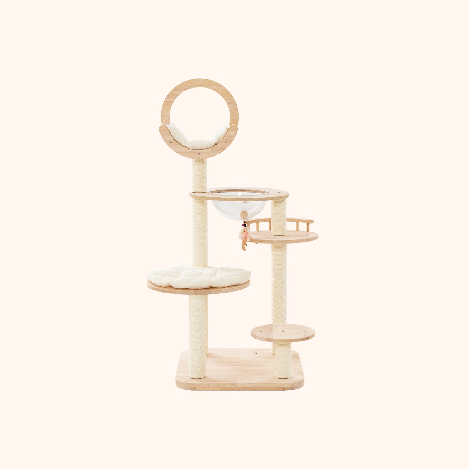 Furfurst 4-in-1 Large Wooden Cat Tower with Space Capsule Nest for Indoor Cats