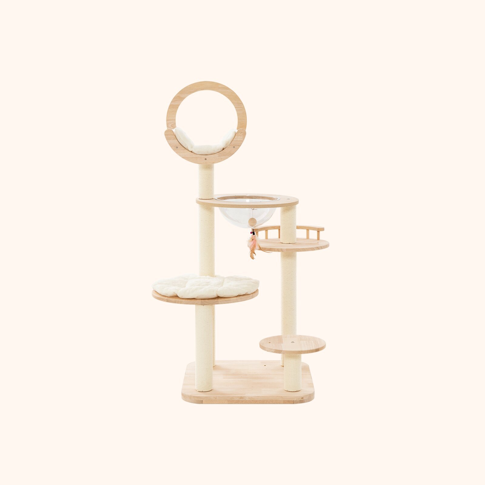 Furfurst 4-in-1 Large Wooden Cat Tower with Space Capsule Nest for Indoor Cats