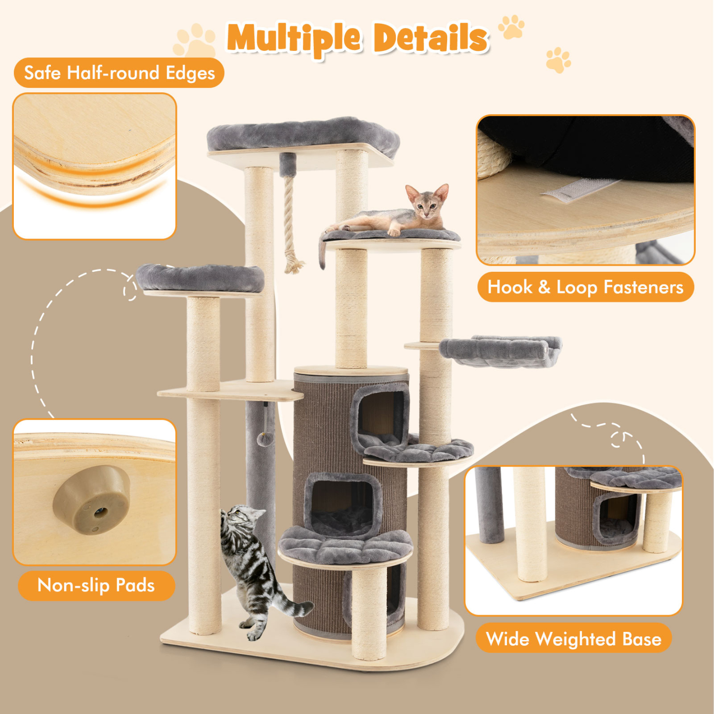 Furfurst Multi-Level Cat Tree with 3-story Cat Condo