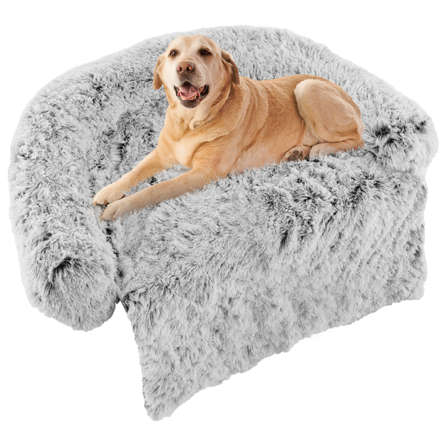 Furfurst Black Plush Calming Dog Couch Bed with Anti-Slip Bottom