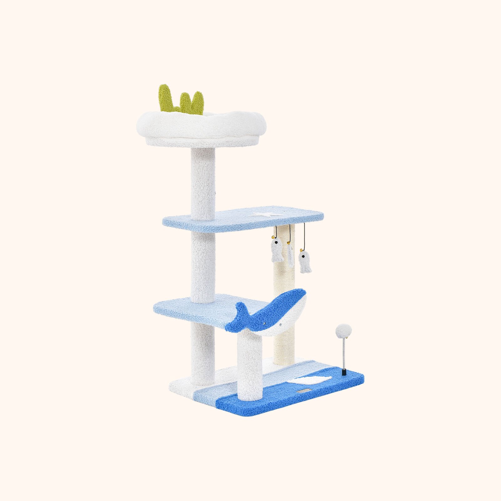 Furfurst 3-level Ocean-themed Cat Tree with Sisal Covered Scratching Posts