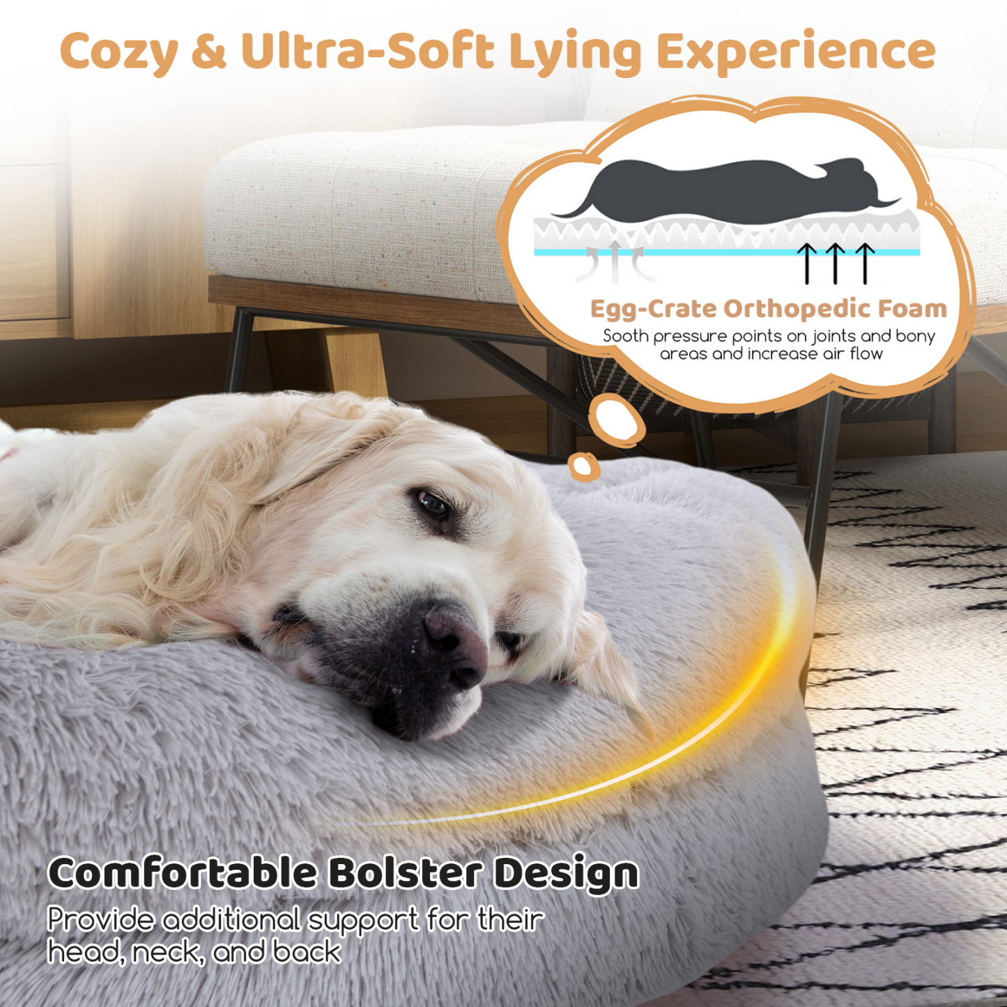Furfurst Washable Fluffy Human Dog Bed with Soft Blanket and Plump Pillow