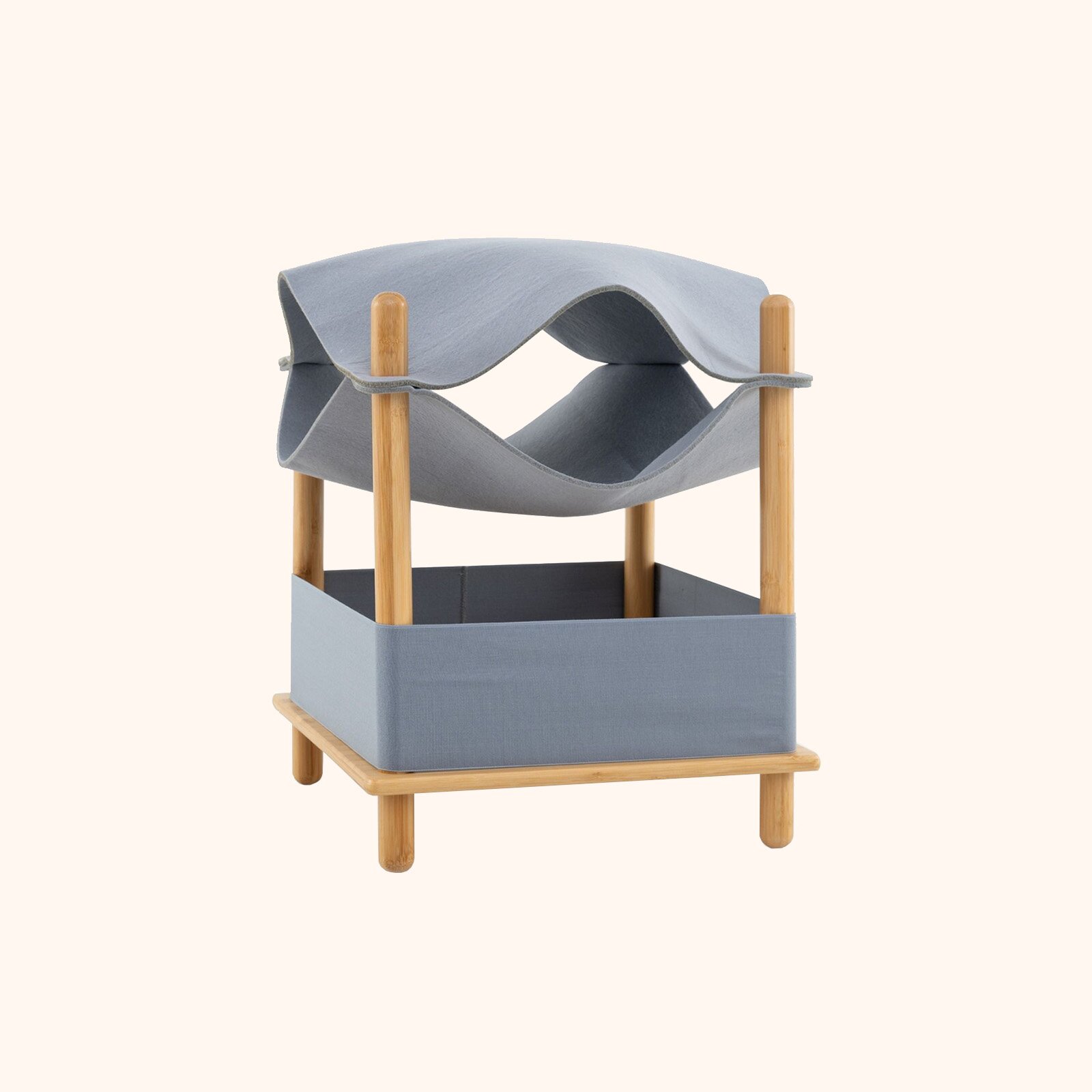 Furfurst 2-Tier Wooden Cat House with Semi-enclosed Condo and Removable Clothes