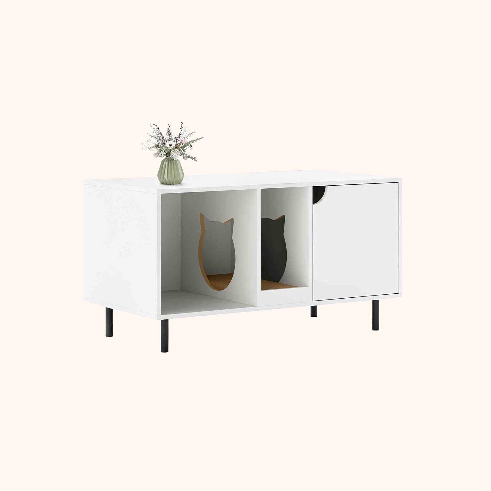 Furfurst Cat Litter Box Enclosure with Storage and Removable Scratching Board