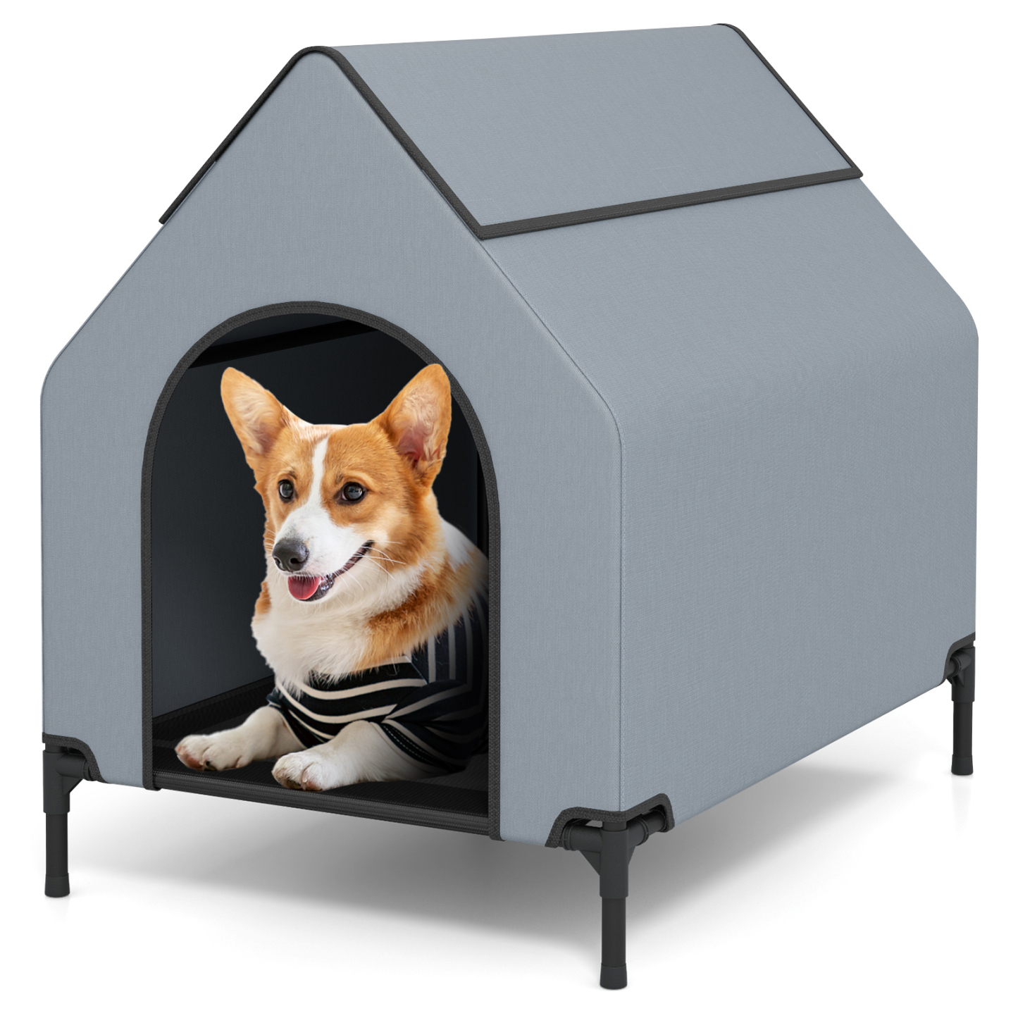 Outdoor Elevated Pet House with Ventilated Windows