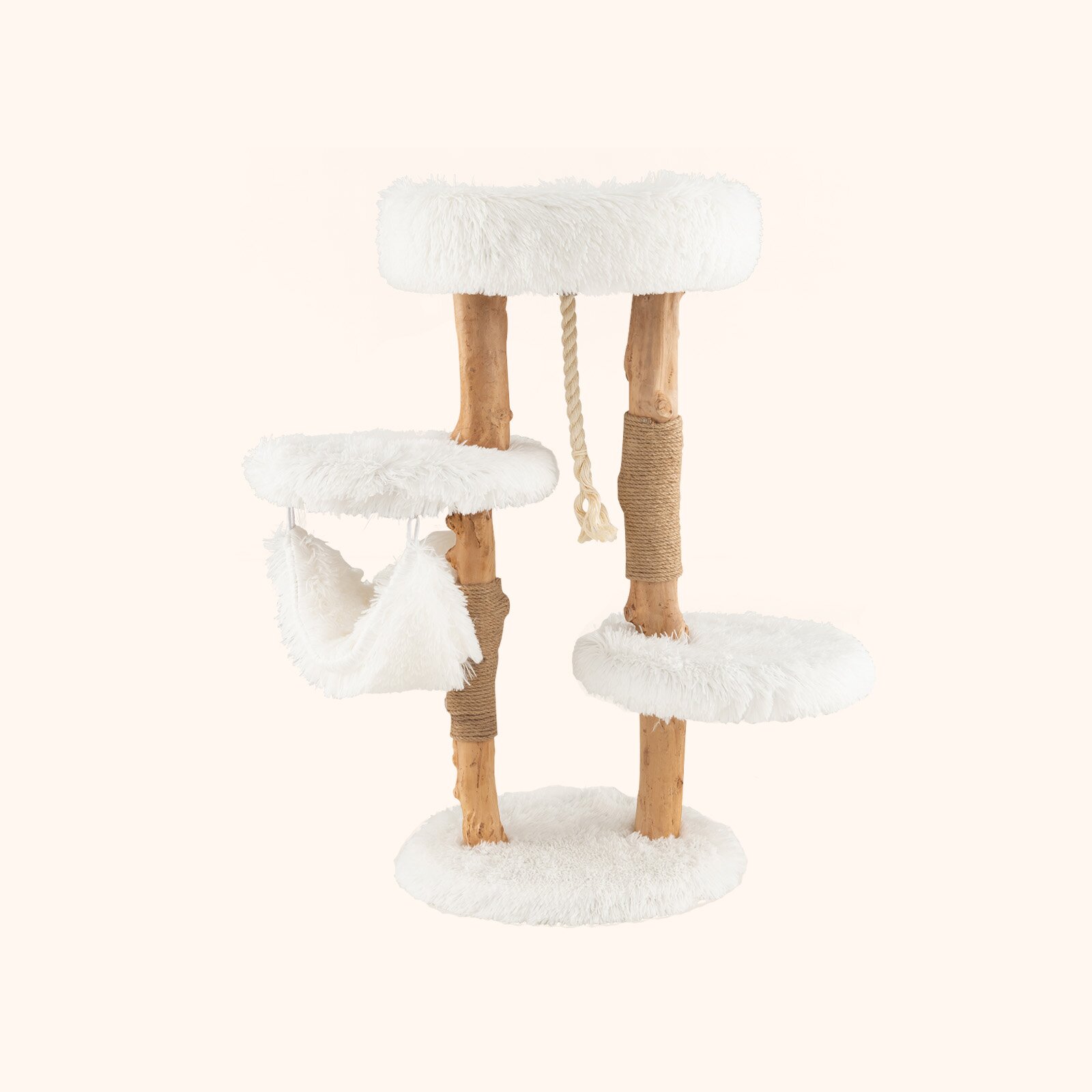 Furfurst 87 CM Tall Wooden Cat Tree with Jute Scratching Posts for Pet