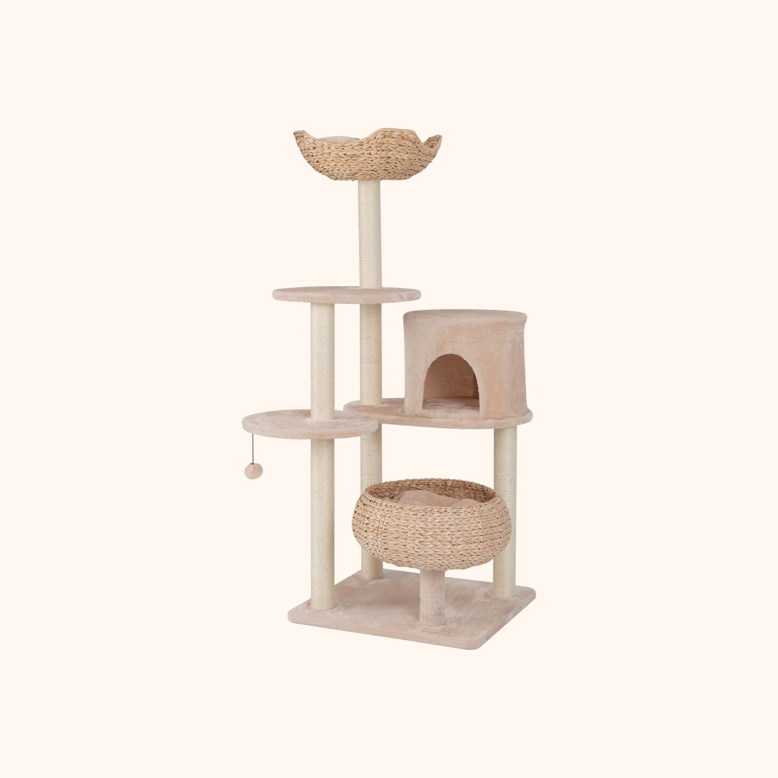 Furfurst 146cm Cattail Cat Tower with Sisal Scratching Posts Perch
