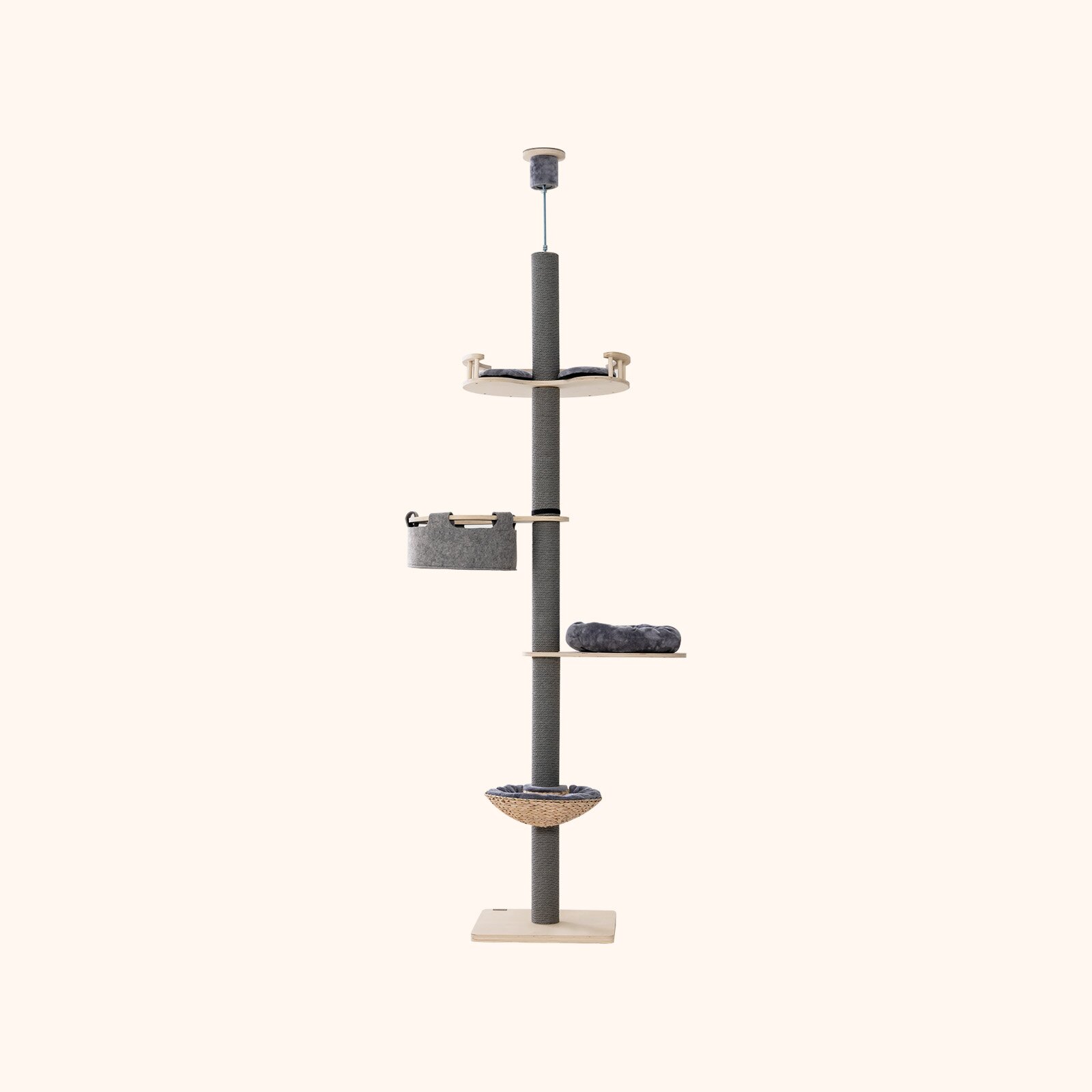 Furfurst Floor to Ceiling Cat Tree with 2.3-2.7m Adjustable Height for Indoor Kittens and Adult Cats