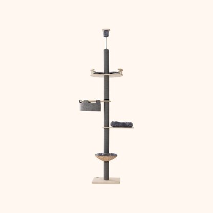 Furfurst Floor to Ceiling Cat Tree with 2.3-2.7m Adjustable Height for Indoor Kittens and Adult Cats