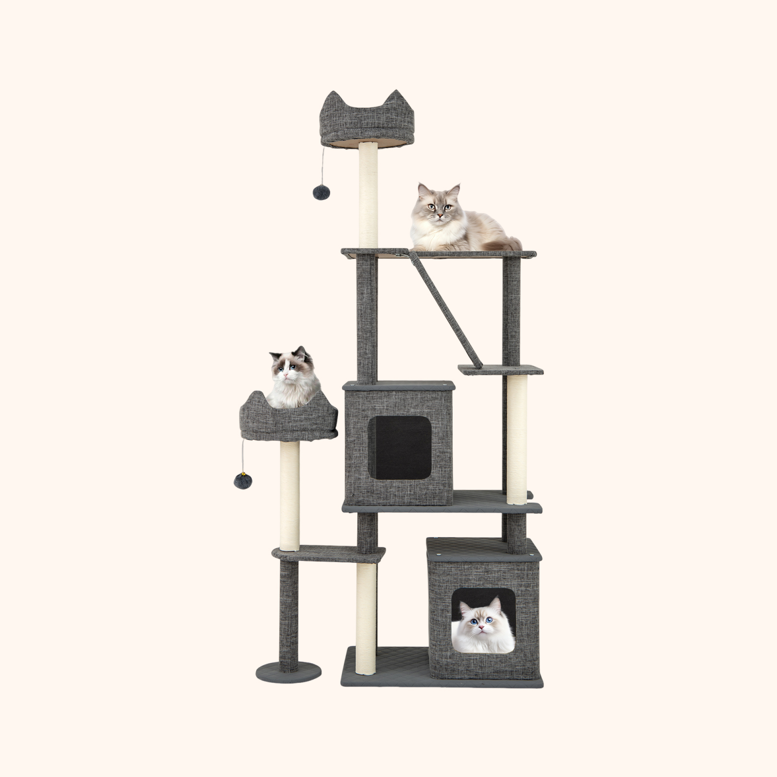Furfurst 1.8m Tall Cat Tree with Scratching Posts and Board for Indoor Cats