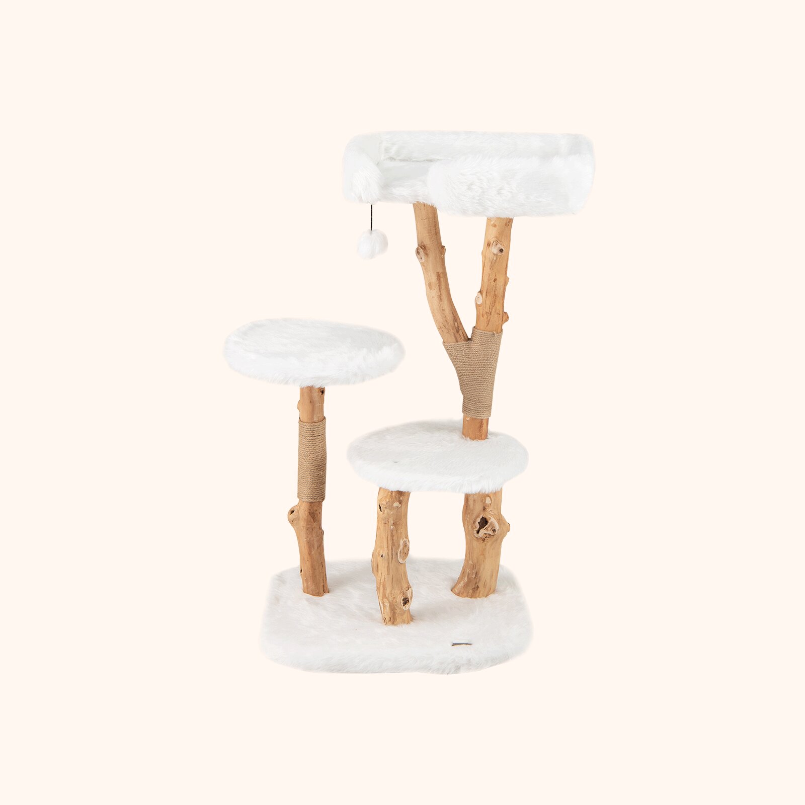 Furfurst Solid Wood Cat Tree with Perch and Natural Jute Scratching Posts