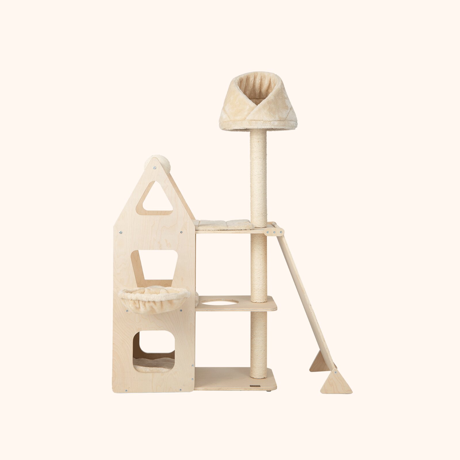 Furfurst Multi-Layer Wooden Cat Tree with Plush Perch for Kitten