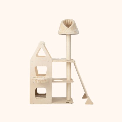 Furfurst Multi-Layer Wooden Cat Tree with Plush Perch for Kitten