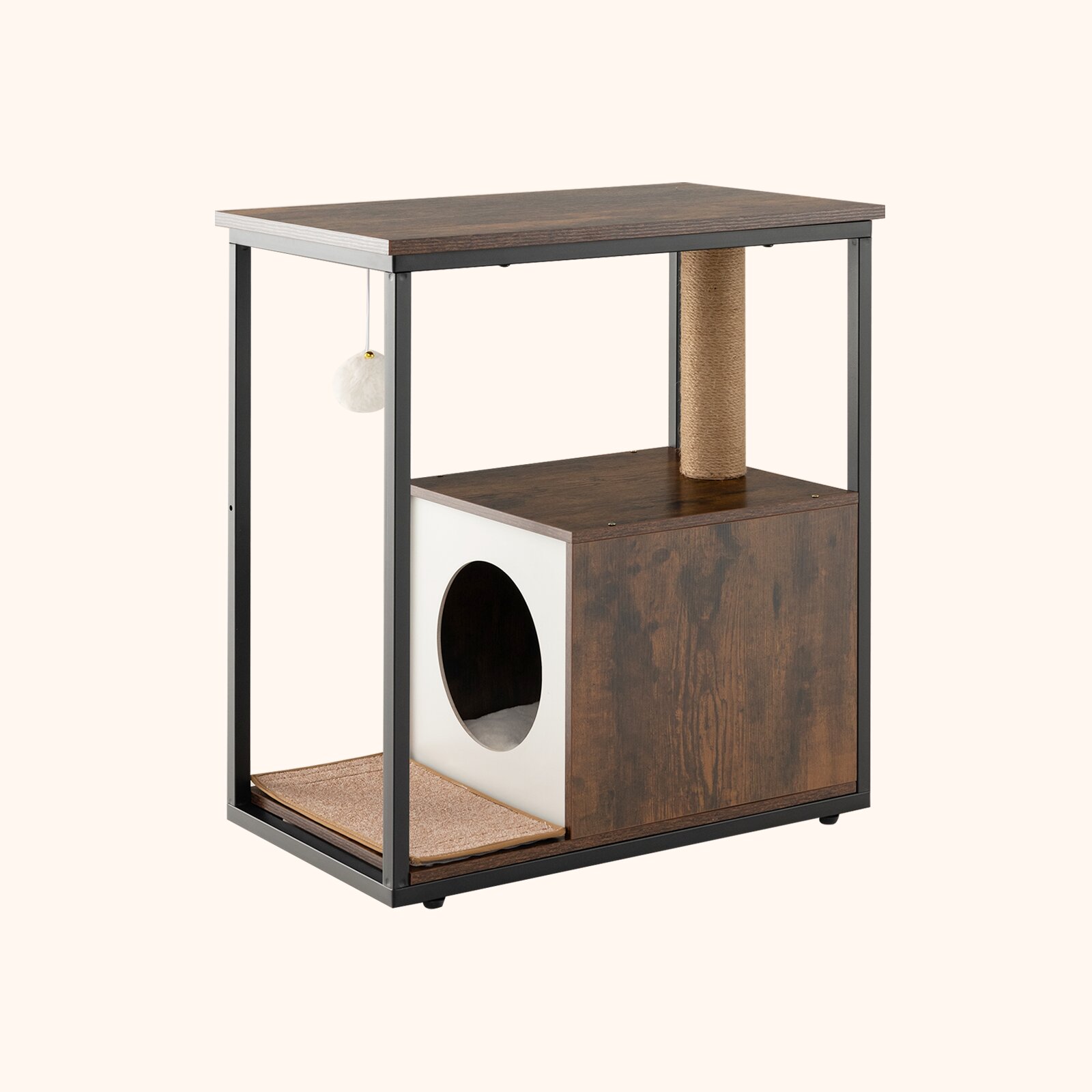 Furfurst Cat Furniture End Table with Scratching Post for Living Room, Bedroom