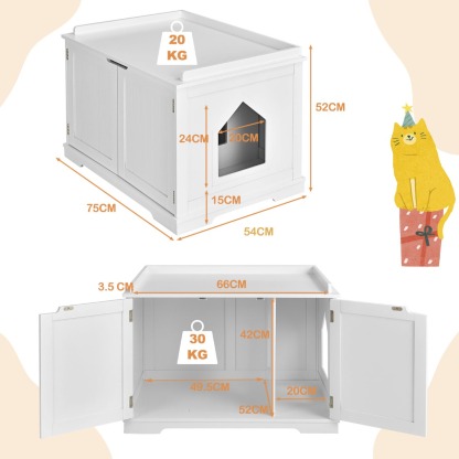 Furfurst Cat Litter Box with Magnetic Door and Adjustable Partition