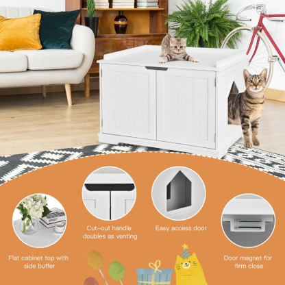 Furfurst Cat Litter Box with Magnetic Door and Adjustable Partition