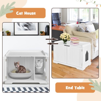 Furfurst Cat Litter Box with Magnetic Door and Adjustable Partition