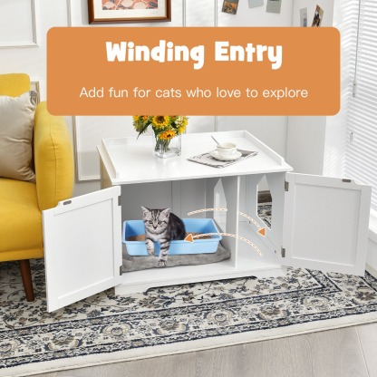 Furfurst Cat Litter Box with Magnetic Door and Adjustable Partition