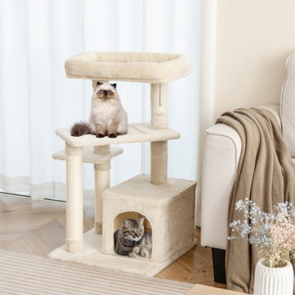 Furfurst Indoor Plush 4-Layer Cat Tree with Scratching Posts