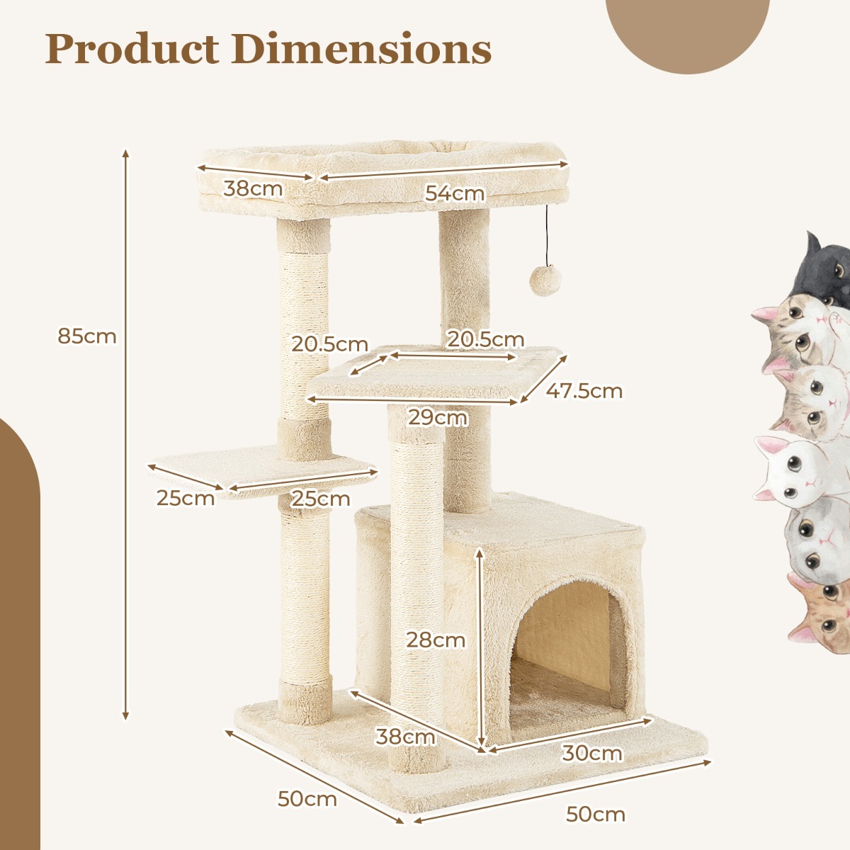 Furfurst Indoor Plush 4-Layer Cat Tree with Scratching Posts