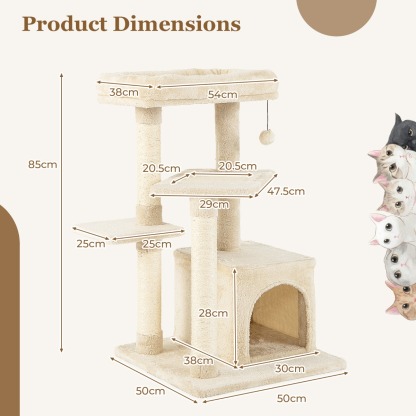 Furfurst Indoor Plush 4-Layer Cat Tree with Scratching Posts