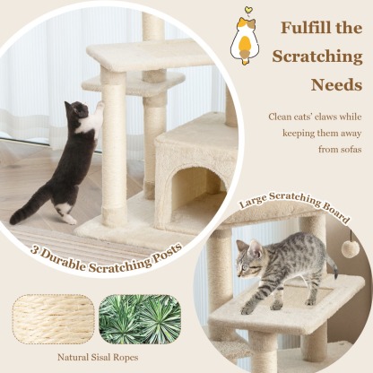 Furfurst Indoor Plush 4-Layer Cat Tree with Scratching Posts