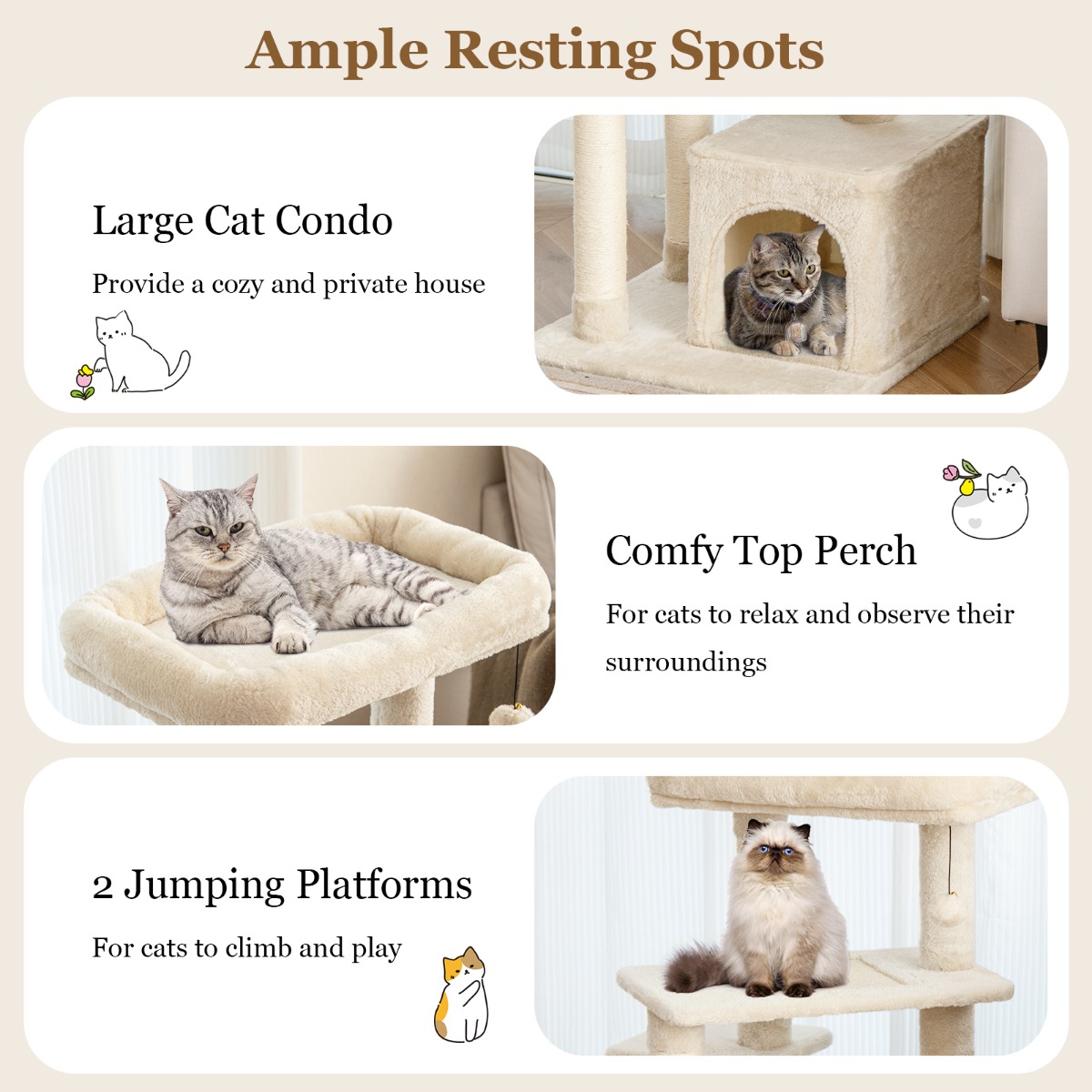 Furfurst Indoor Plush 4-Layer Cat Tree with Scratching Posts