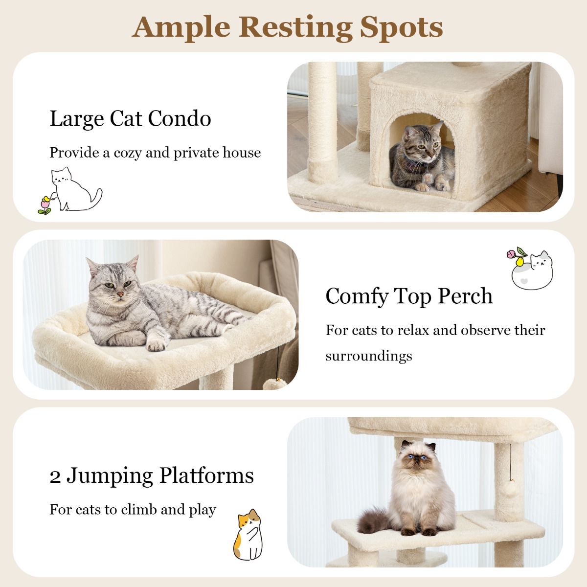 Furfurst Indoor Plush 4-Layer Cat Tree with Scratching Posts